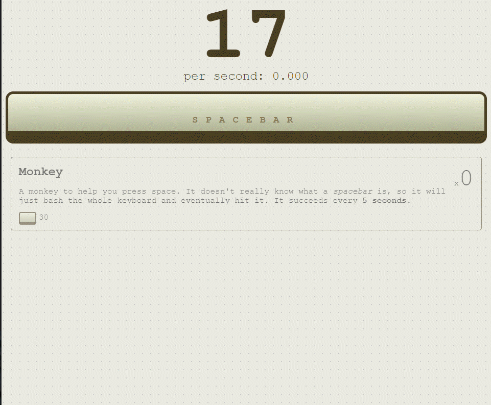 Space bar counter 60 seconds tapping game challenge
